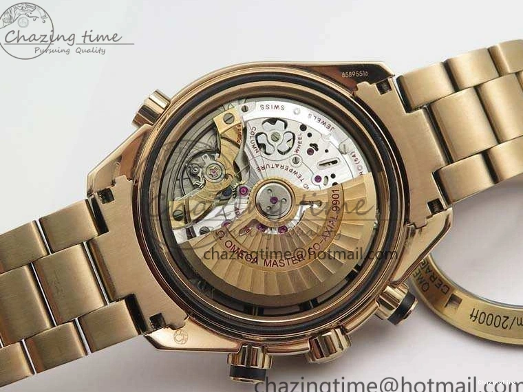 0517 Seamaster Pro Chrono RG Best Edition Black Ceramic Black Dial On RG Bracelet A ComfortFit 8130